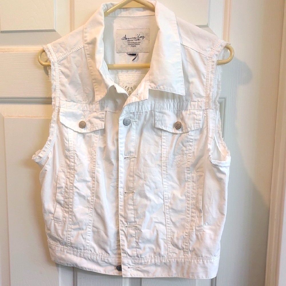 American Rag White Vest with Lace Back